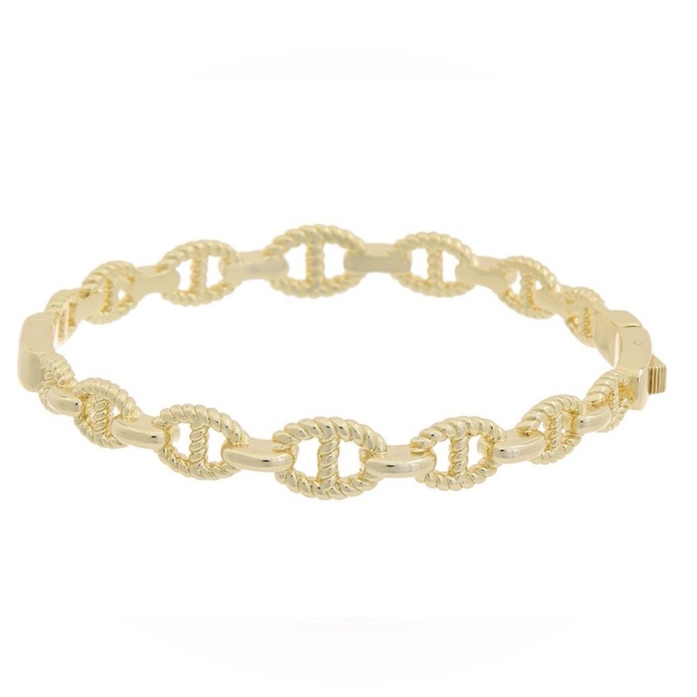 Juvell 18k Gold Plated Puffed Mariner Bangle Bracelet